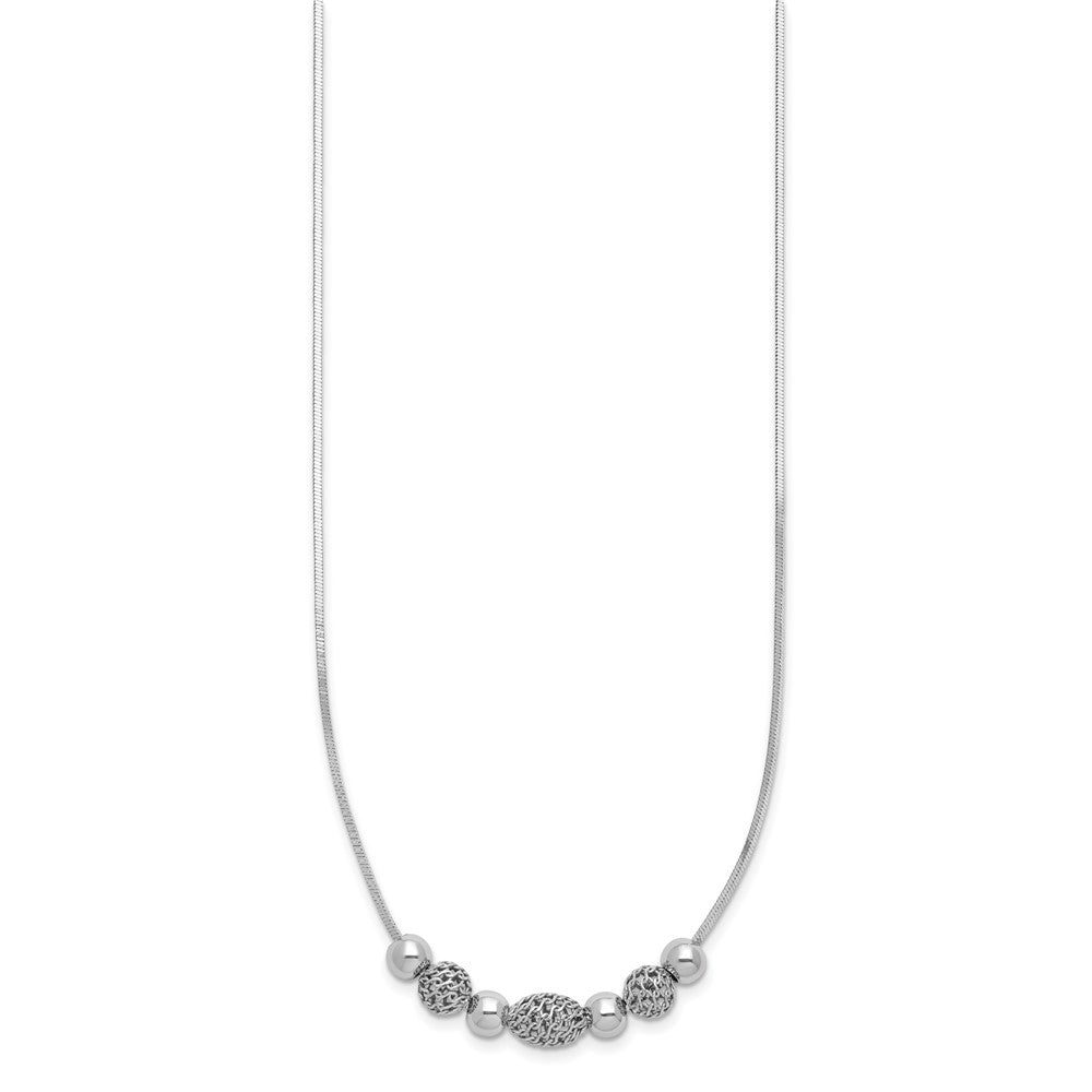 Sterling Silver Rhodium-plated Polished Filigree Bead Necklace 18 Inches