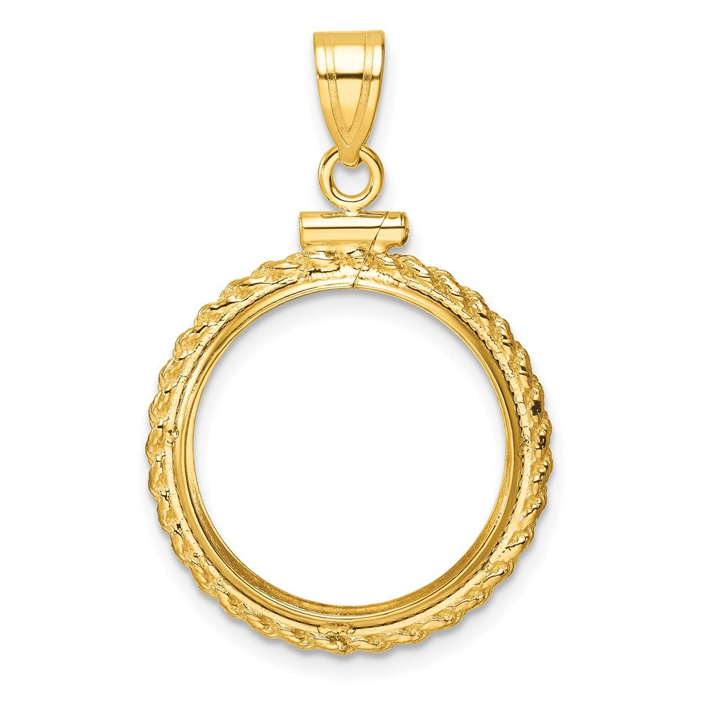 Wideband Distinguished Coin Jewelry 14k Polished Casted Rope 18.0mm x 1.35mm Screw Top Coin Bezel Pendant