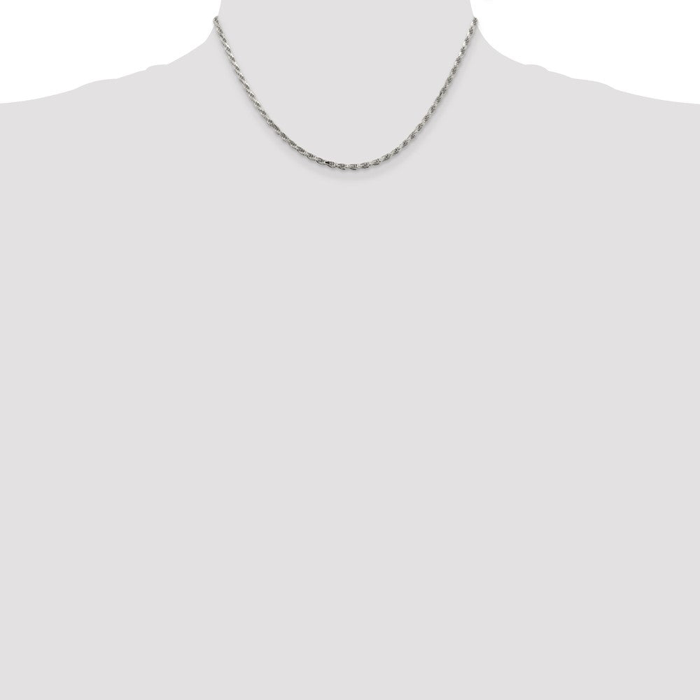 Sterling Silver 2.5mm Diamond-cut Rope Chain 16 Inches