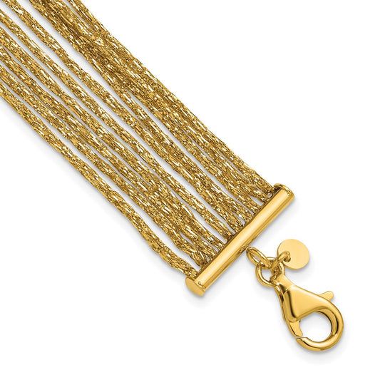 14K Textured Fancy Mesh Multi-strand w/.75in Ext. Bracelet 7.75  inches