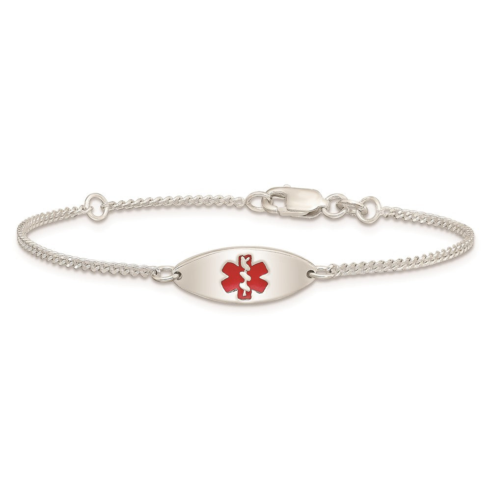 Sterling Silver Rhodium-plated Enamel Medical Jewelry Bracelet 7 inches