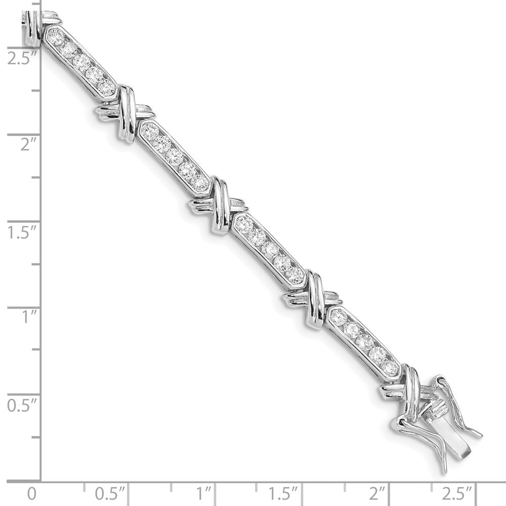 Sterling Silver Rhodium-plated CZ  -X- Bracelet 7 inches