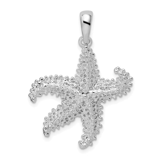 De-Ani Sterling Silver Rhodium-Plated Polished Pierced Starfish Pendant