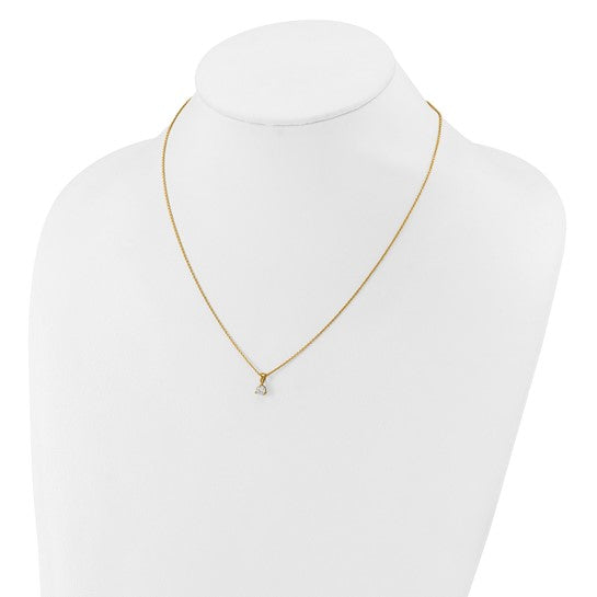 14k 1/3 carat Lab Grown Diamond VS/SI+ G+ Three Prong 18 inch Complete Solitaire Pendant Necklace