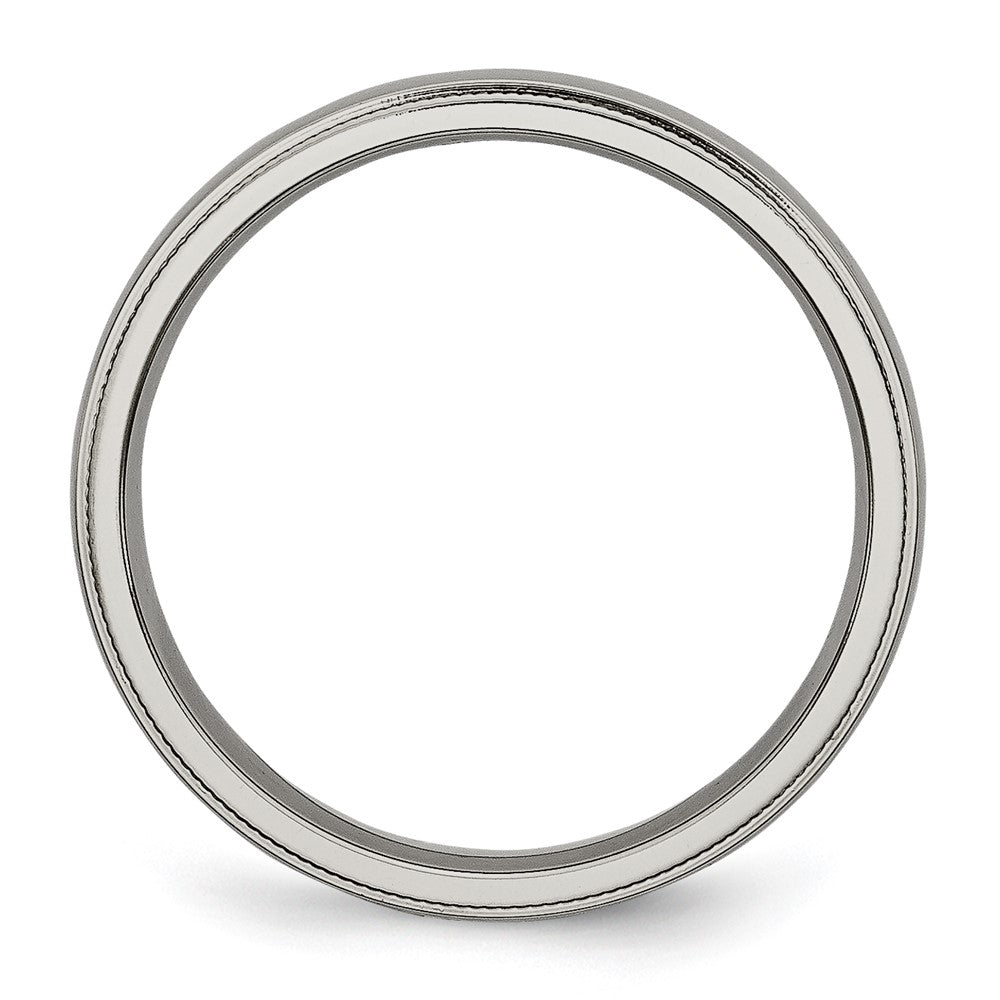 Titanium Polished 4mm Grooved and Beaded Edge Band Size - 5