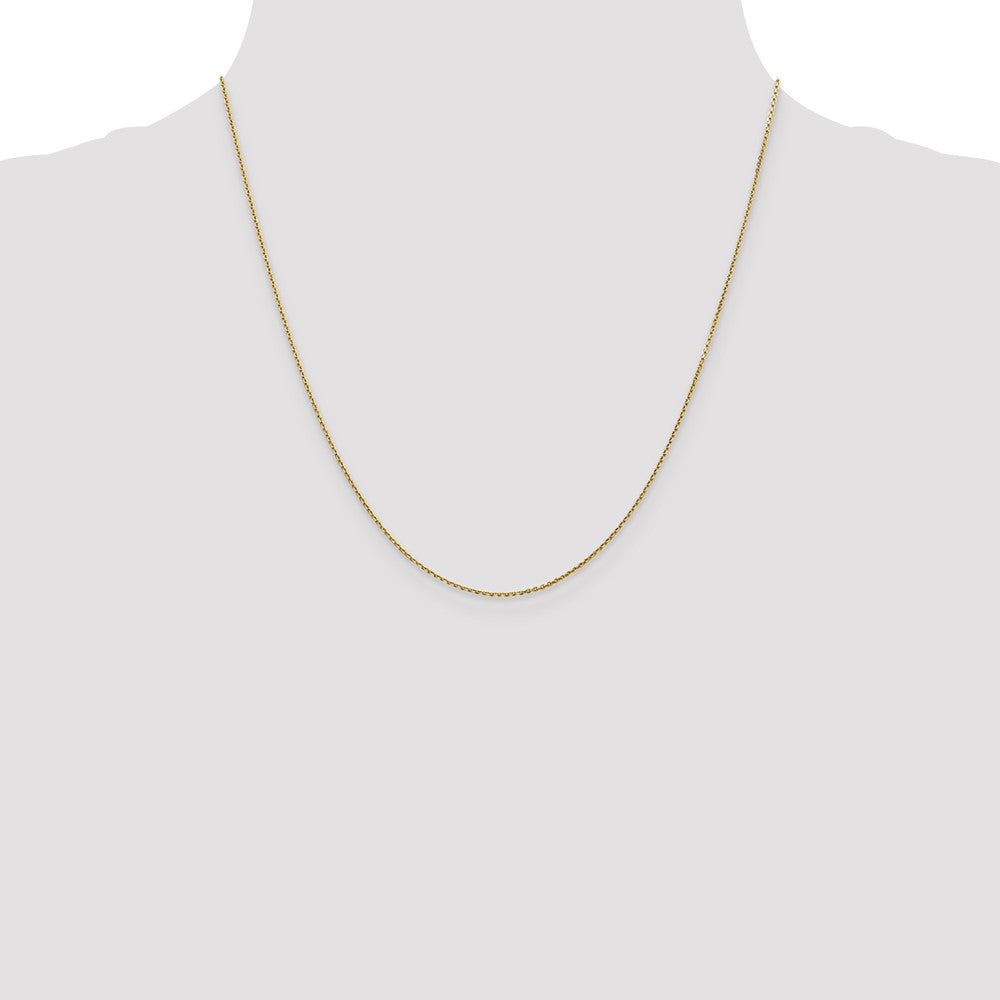 14K 20 inch .9mm Diamond-cut Round Open Link Cable with Lobster Clasp Chain