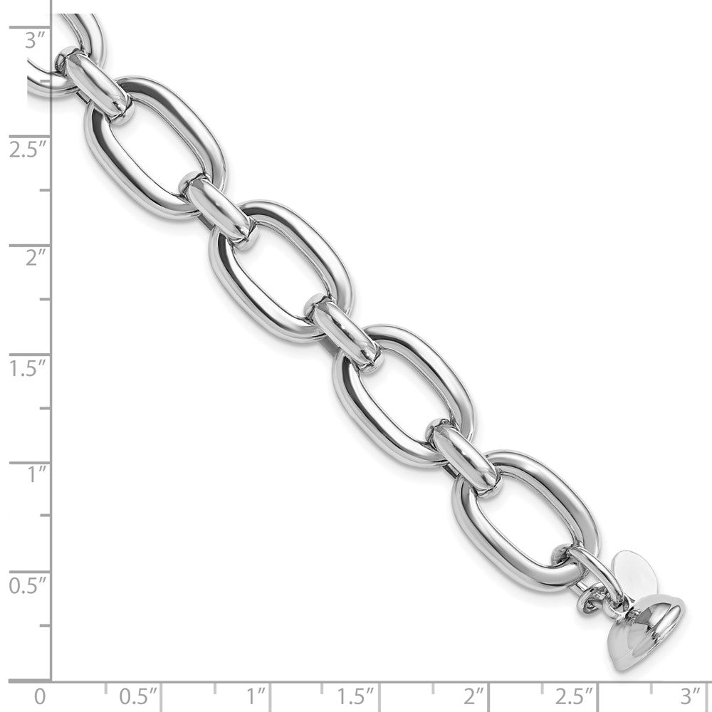 Sterling Silver Rhodium-plated Polished Fancy Link Bracelet 8  inches