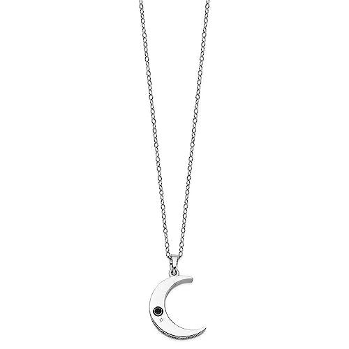 Sentimental Expressions Sterling Silver Rhodium-plated Antiqued Quarter Moon Ash Holder 18 Inch Necklace
