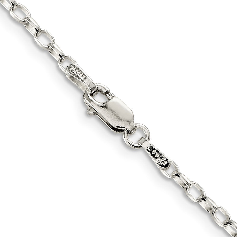 Sterling Silver 2.5mm Oval Fancy Rolo Chain 22 Inches