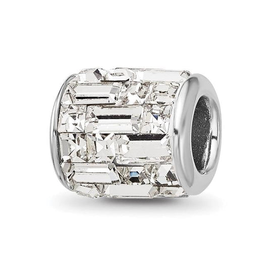 Sterling Silver Reflections Rhodium-plated Clear Preciosa Crystal Bead