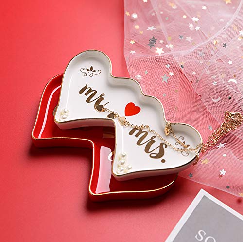Double-Hearted Ceramic Trinket Plate and Decorative Jewelry Dish