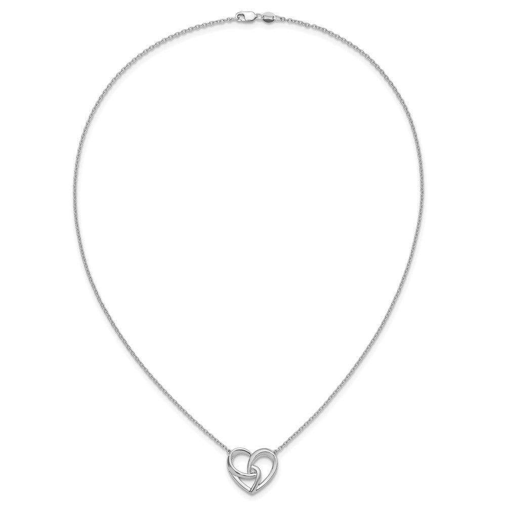 White Ice Sterling Silver Rhodium-plated Diamond Fancy Heart 18 inch Necklace plus 2 inch Extender