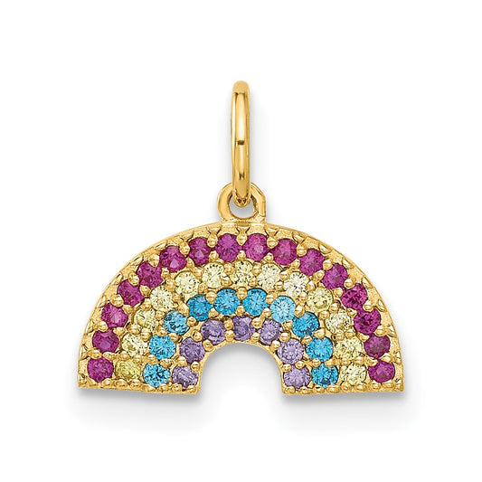 10K Polished CZ Rainbow Charm