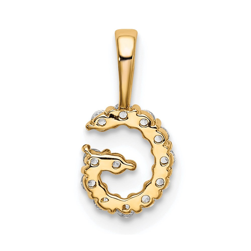 14k 1/8 carat Lab Grown Diamond VS/SI+ G+ Letter G Intitial Pendant
