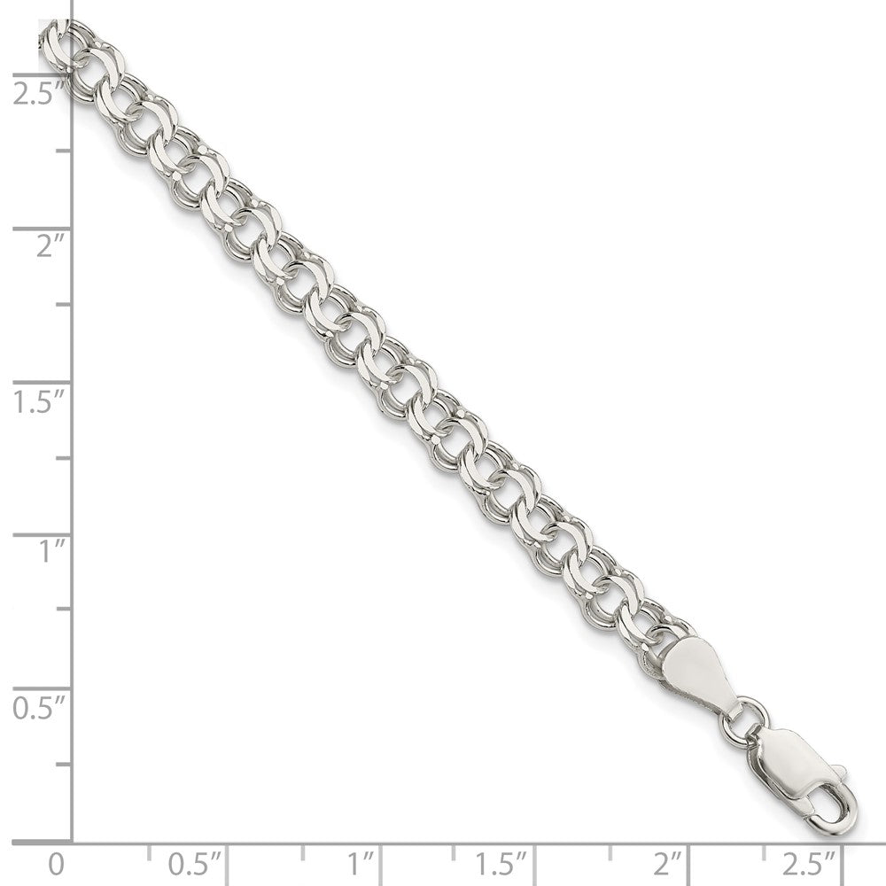 Sterling Silver 5.5mm Double Link Charm Bracelet 7 inches
