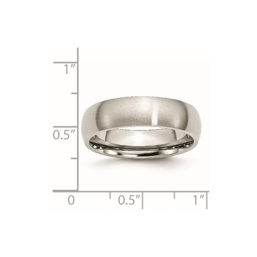 Stainless Steel Brushed 6mm Half Round Band Size - 10.5