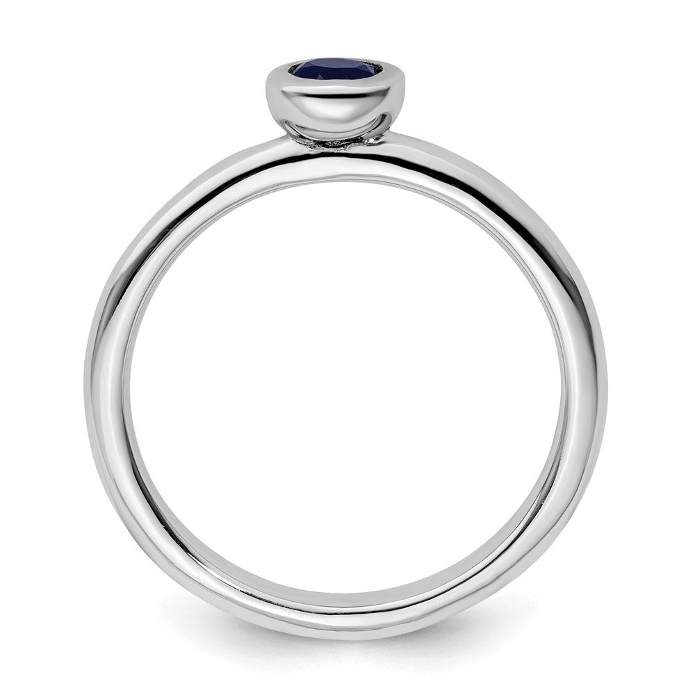 Sterling Silver Stackable Expressions Low 4mm Round Cr. Sapphire Ring Size -10