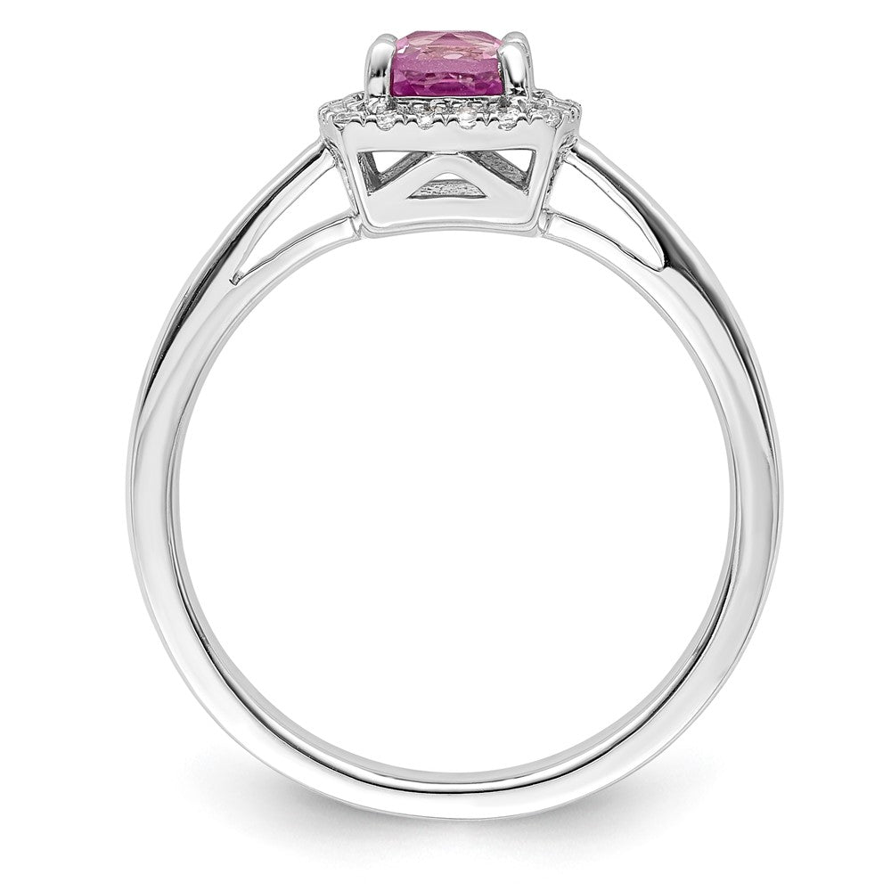 10kw ANT Created Pink Sapphire and Diamond Ring