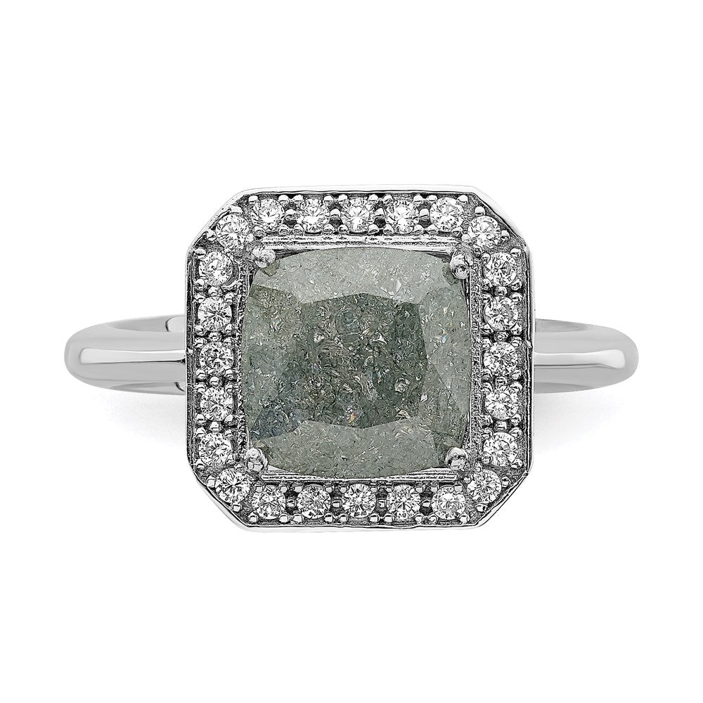 Sterling Silver Rhodium-plated Dark Gray Ice CZ Polished Ring