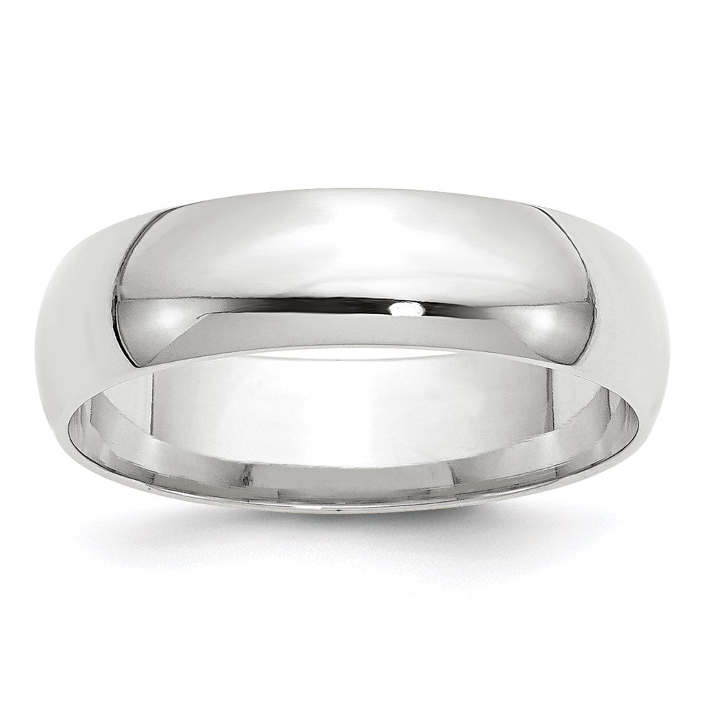 10k White Gold 6mm Lightweight Comfort Fit Wedding Band Size 7.5
