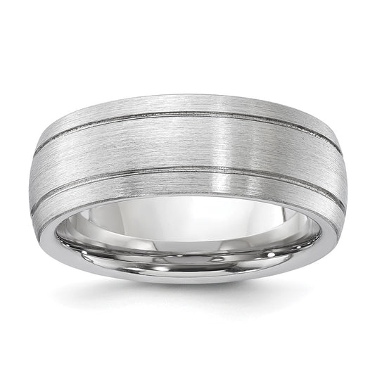 Cobalt Polished & Brushed Double Grooved 8mm Men's Band