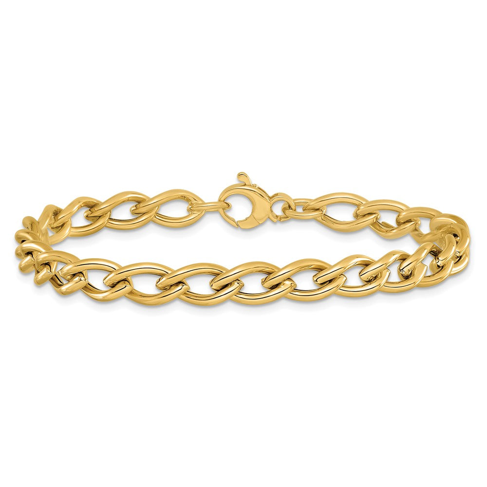14K Polished Fancy Oval Link Bracelet 7.5  inches