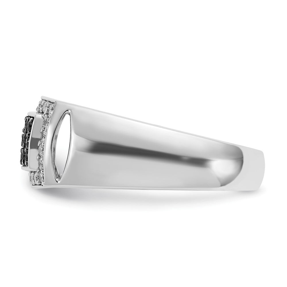 IBGoodman 14k White Gold Men's Polished and Cut-Out 3/4 Carat AA Quality Black and White Diamond Rectangle Ring