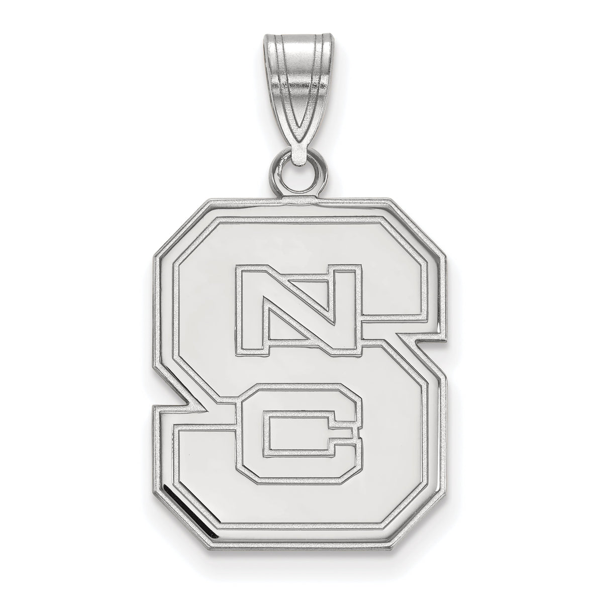 Sterling Silver Rhodium-plated LogoArt North Carolina State University N-C-S Large Pendant QSS004NCS