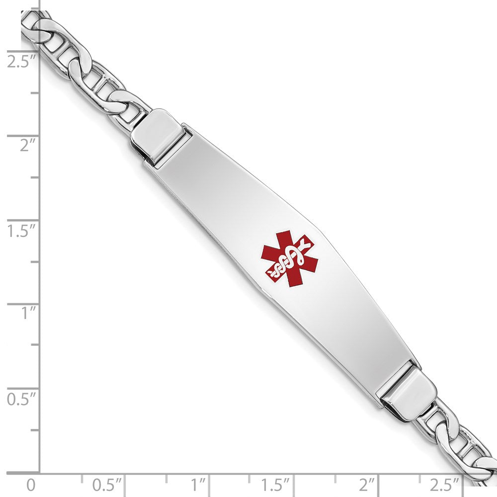 Sterling Silver Rhodium-plated Medical ID Anchor Link Bracelet 8 inches