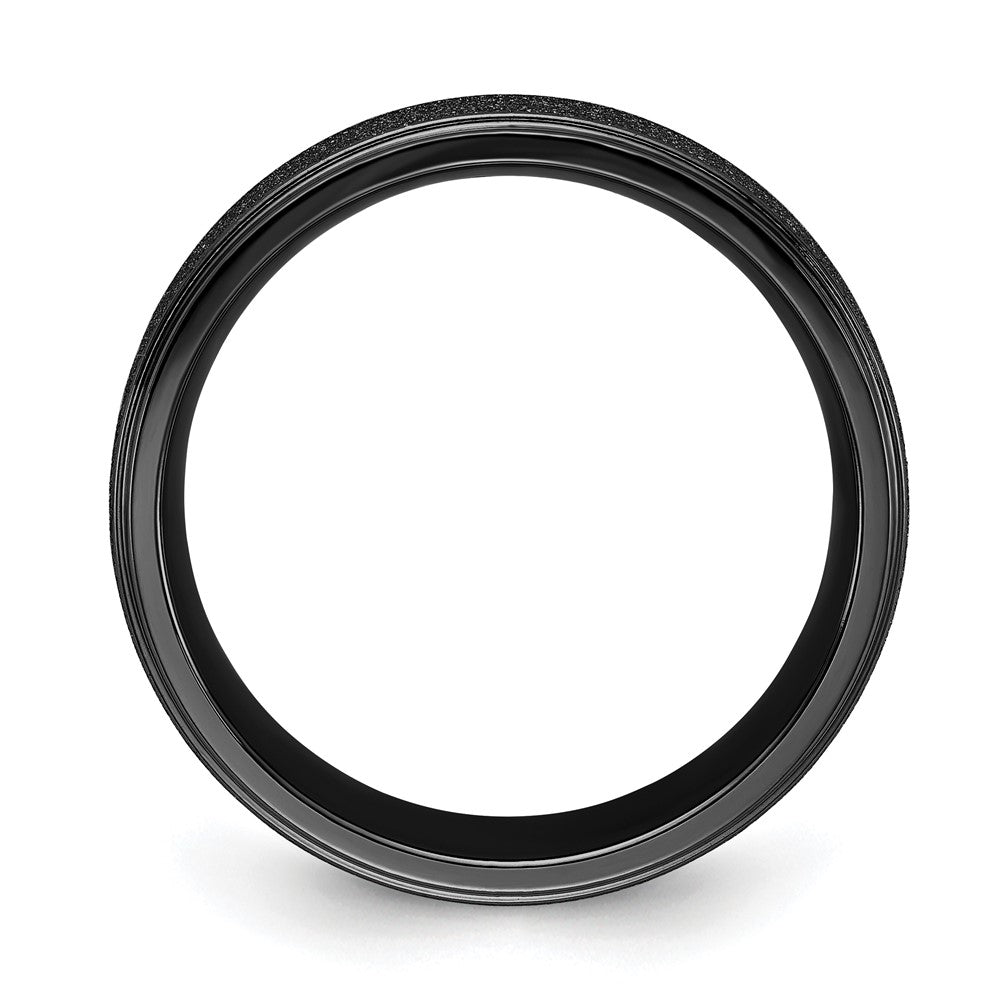 Chisel Titanium Polished Laser-cut Center Black IP-plated 8mm Band Size - 10.5