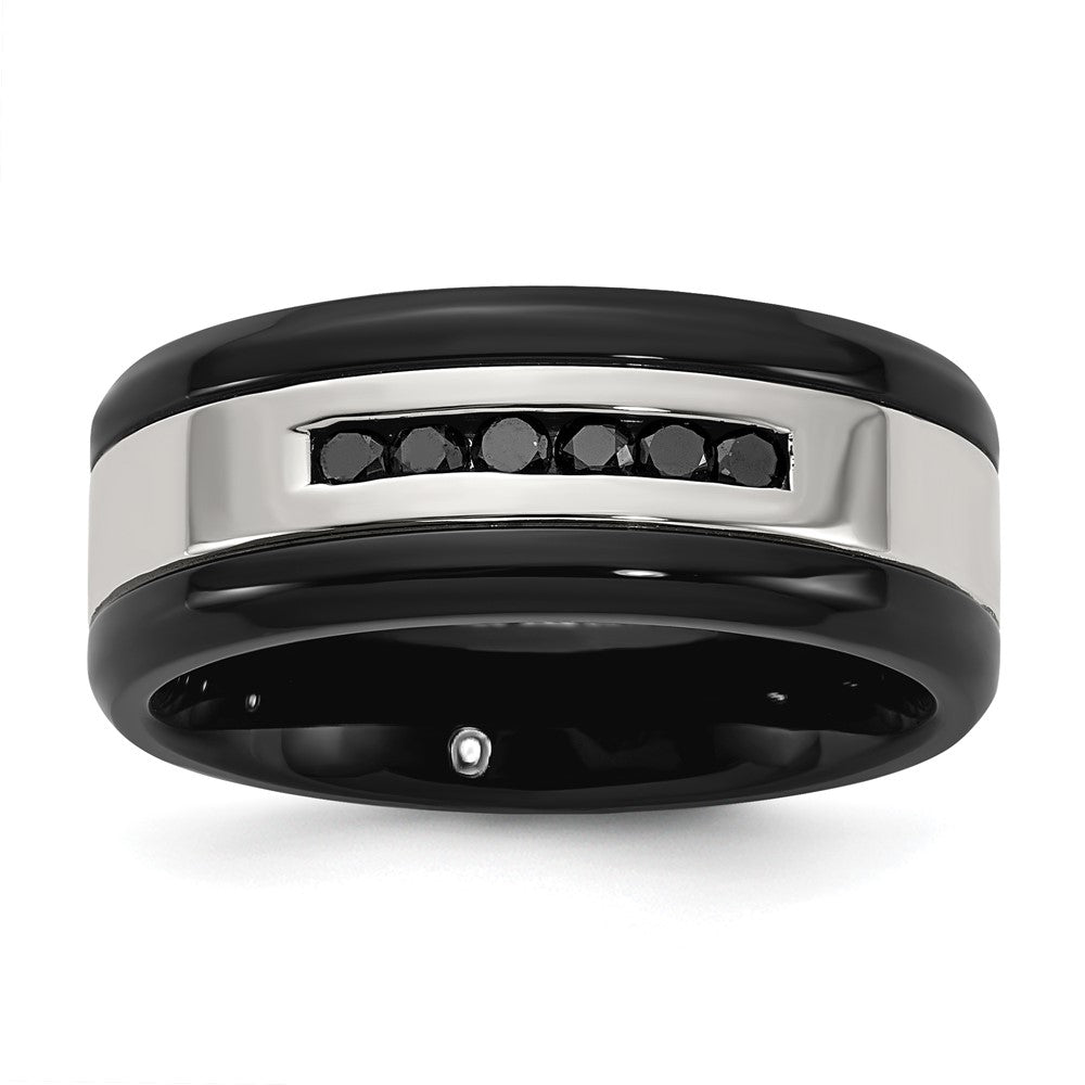 Stainless Steel 1/4CTW Rd Black Diamond GTS WB