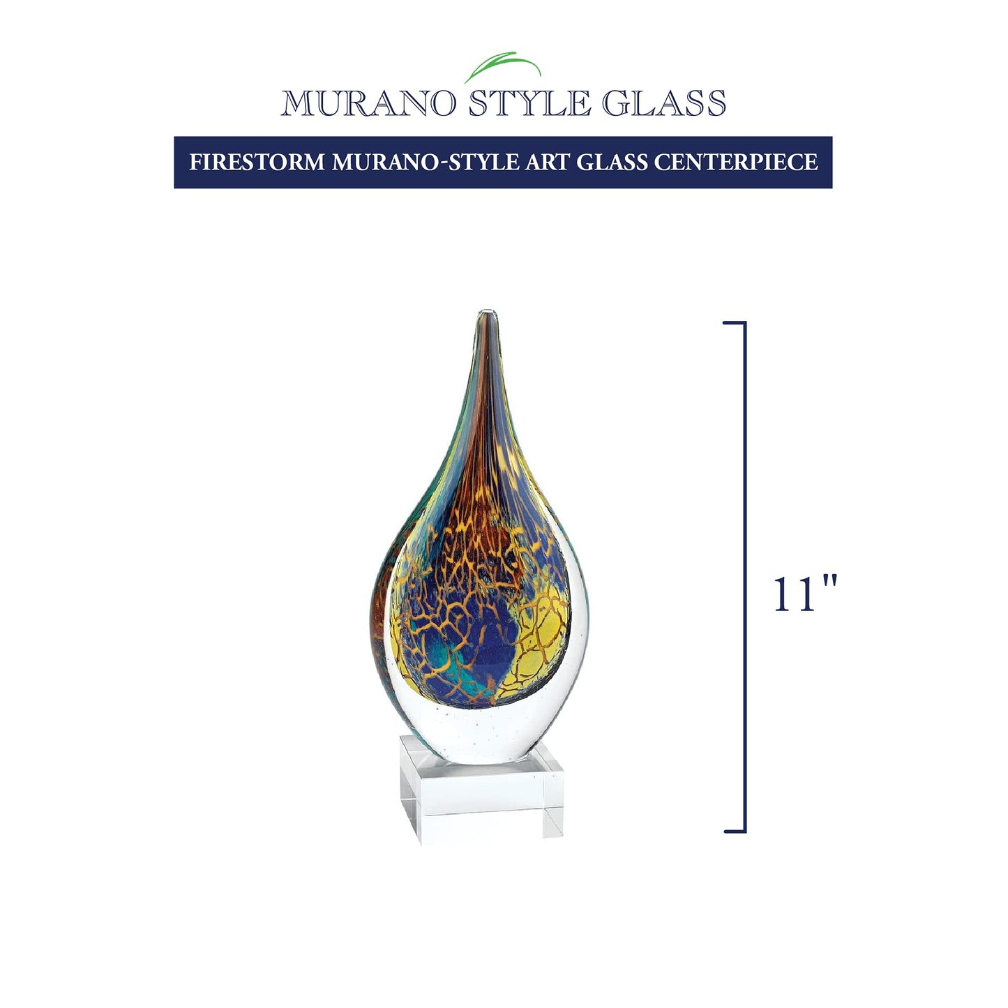 Badash Firestorm Handcrafted Glass Teardrop on Crystal Base QGM23768