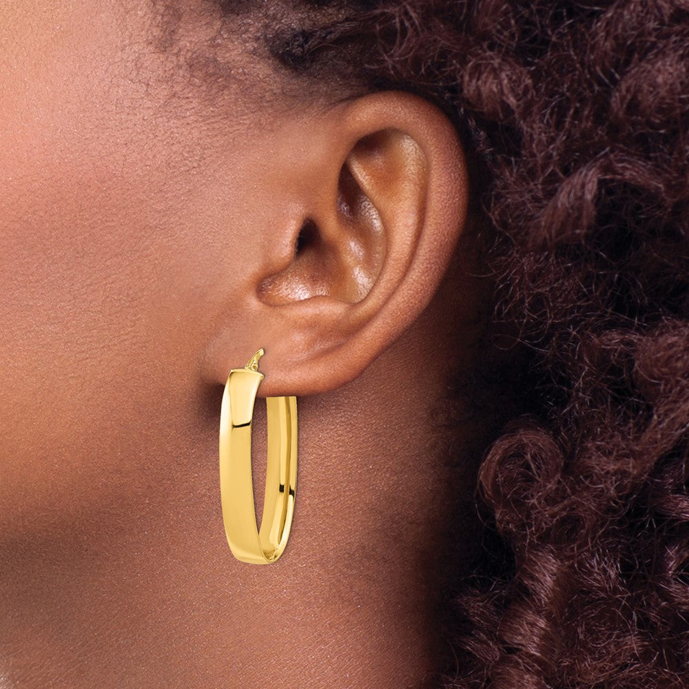 14K Polished Oval Hoop Earrings