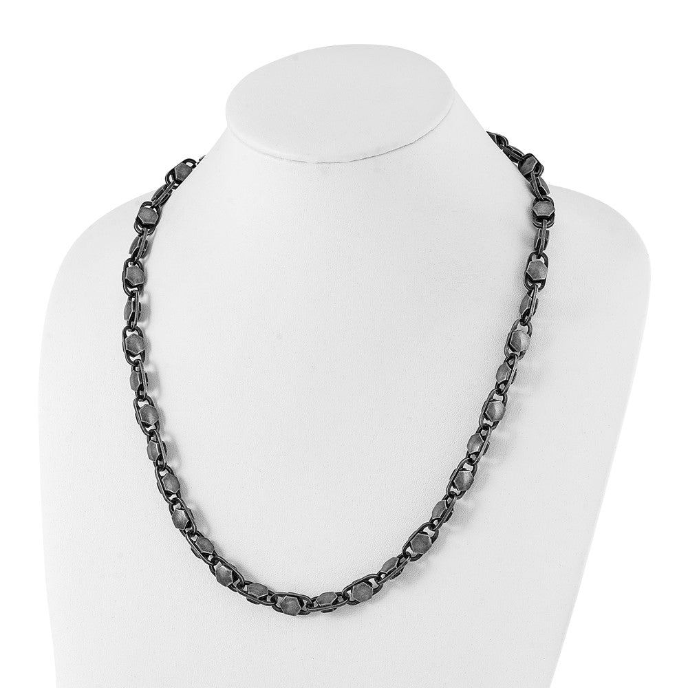 Stainless Steel Antiqued and Brushed 8.50mm 24in Necklace