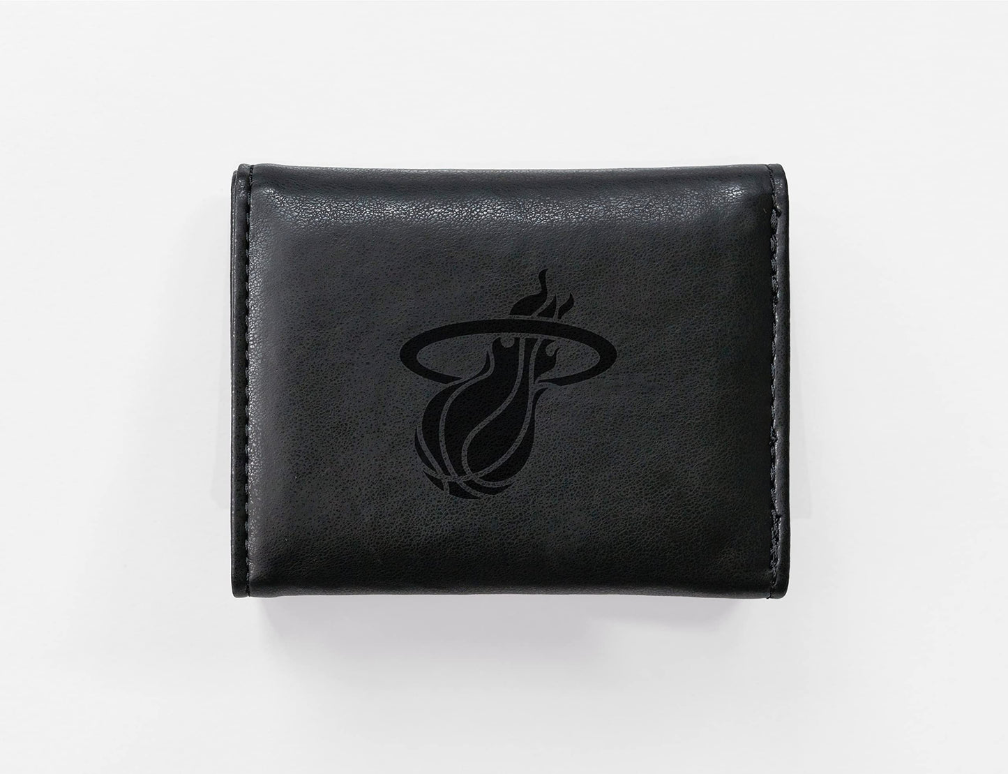 Miami Heat Black Laser Engraved Tri-Fold Wallet - Men's Accessory