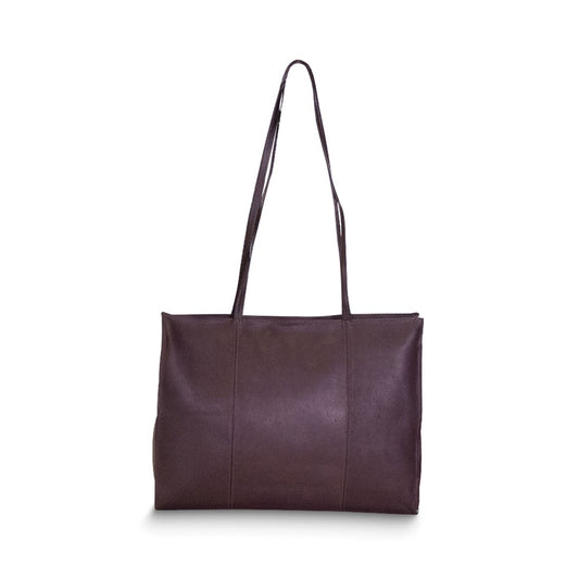 Cafe Top Grain Vaquetta Leather Zip-Top Slim Tote Bag