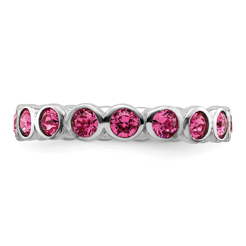 Sterling Silver Stackable Expressions October Crystal Ring Size -5
