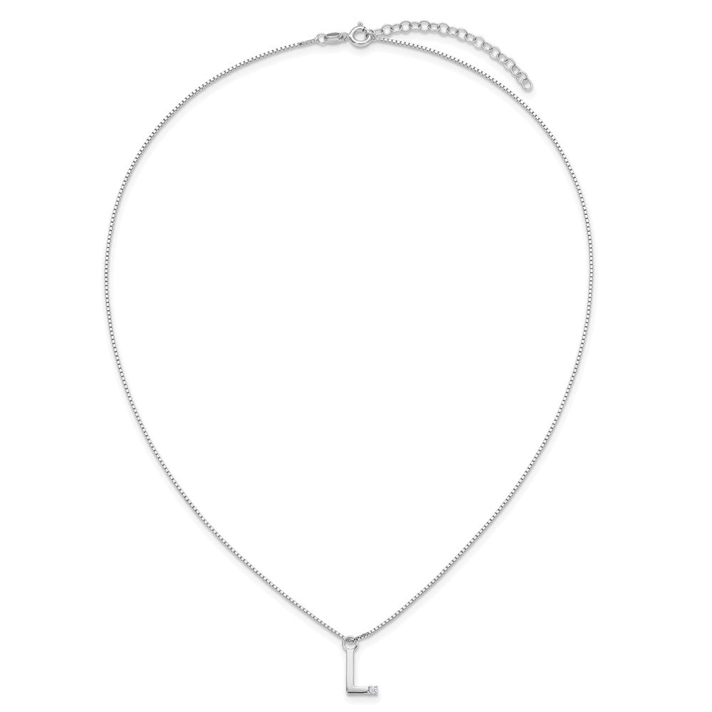 White Ice Sterling Silver Rhodium-plated 18 inch Diamond Letter L Initial Necklace plus 2 inch Extender 18 Inches