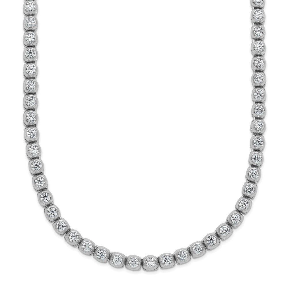 Sterling Shimmer Sterling Silver Rhodium-plated Bezel Set 2.3mm CZ 135 Stone 20 inch Necklace 20 Inches