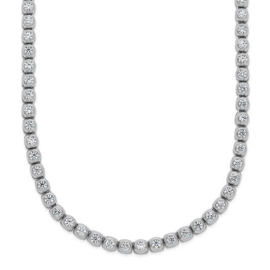 Sterling Shimmer Sterling Silver Rhodium-plated Bezel Set 2.3mm CZ 135 Stone 20 inch Necklace 20 Inches