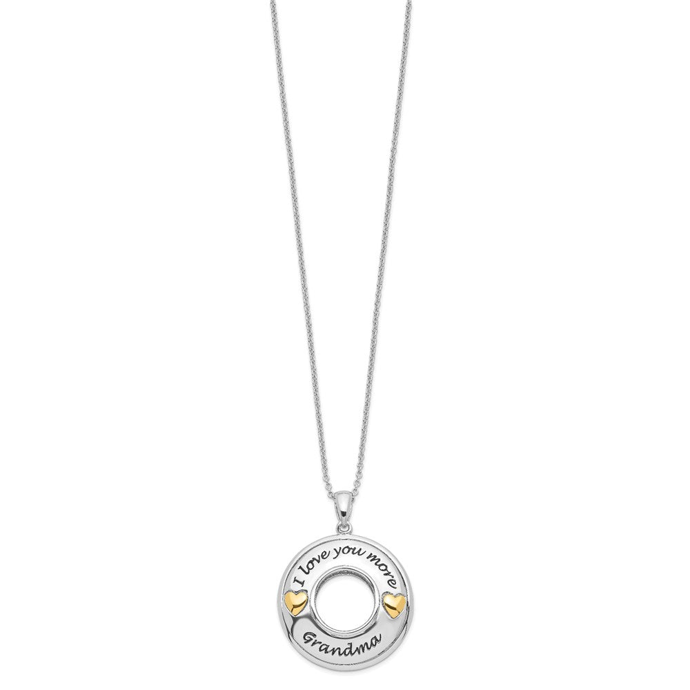 Sentimental Expressions Sterling Silver Gold-plated Antique CZ I Love You More Grandma 18in Necklace 18 Inches