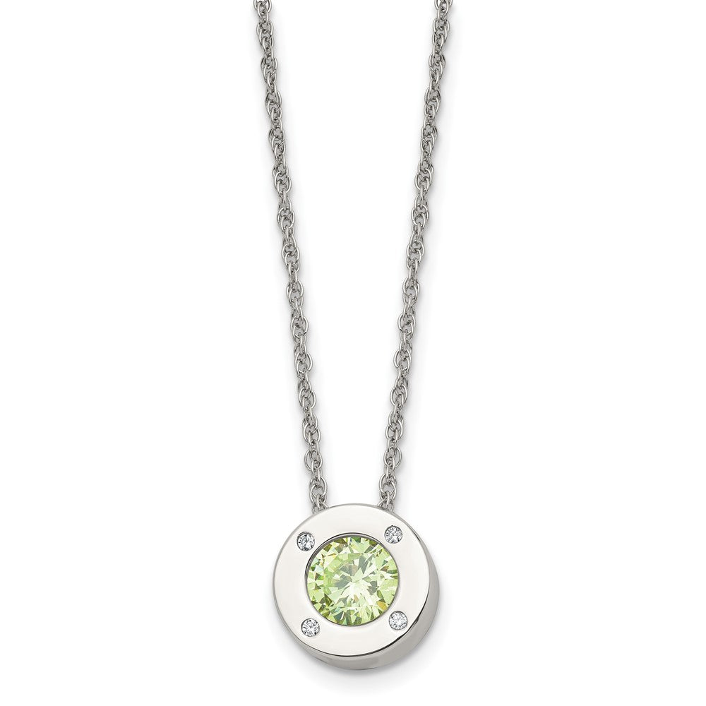 Stainless Steel Polished CZ May Birthstone 20in Necklace