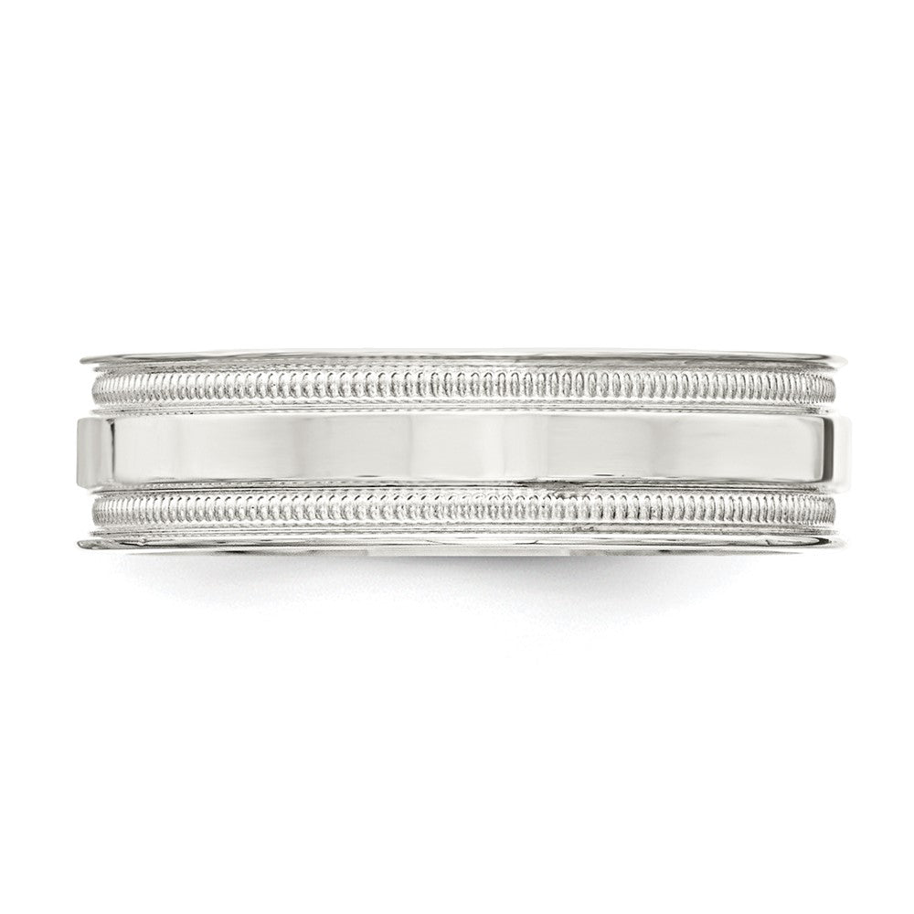 Sterling Silver 6mm Polished Flat Milgrain Grooved Edge Fancy Band Size 12
