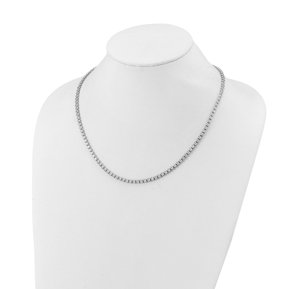Sterling Shimmer Sterling Silver Rhodium-plated Bezel Set 2.3mm CZ 135 Stone 20 inch Necklace 20 Inches