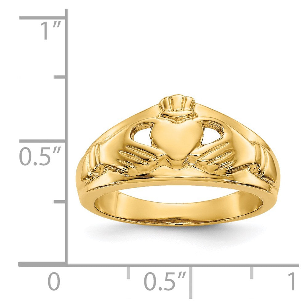 14k Polished Ladies Claddagh Ring Size 6.5