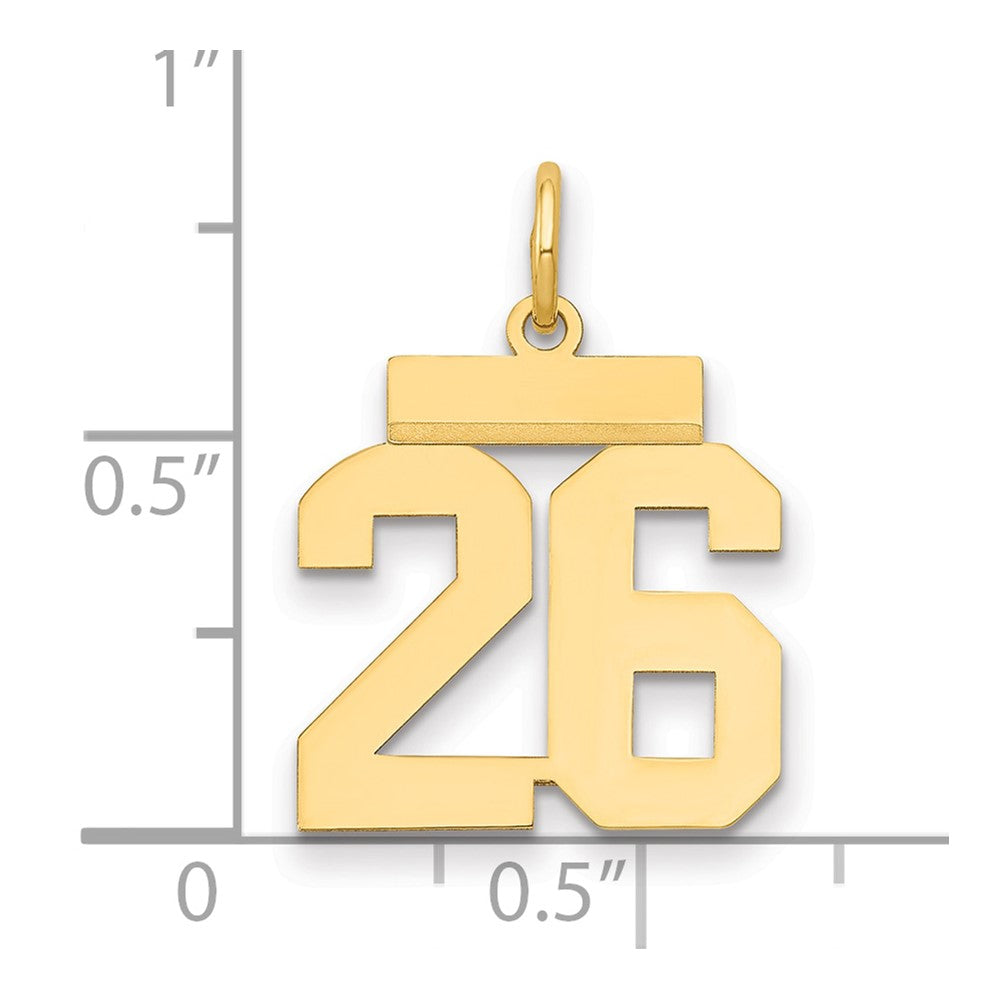 14k Small Polished Number 26 Charm