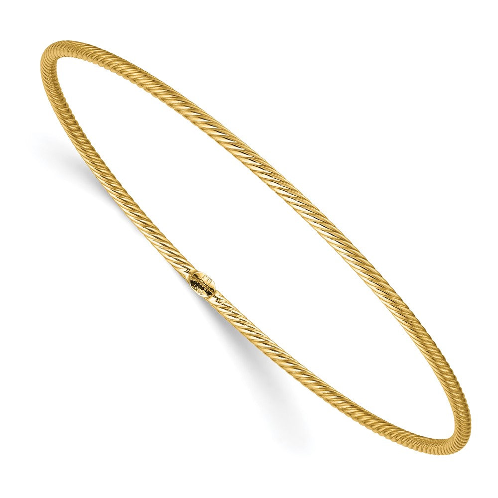 14K Polished Textured Slip-on Bangle 8  inches