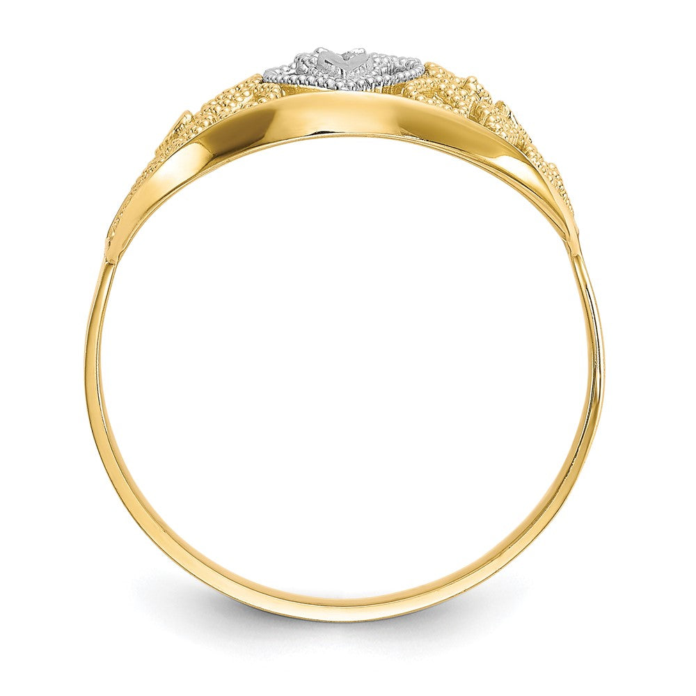 10K w/Rhodium Filigree Heart Ring
