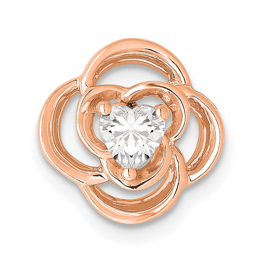 14k Rose Gold 1/4 carat Lab Grown Diamond VS/SI+ G+ Flower Chain Slide Pendant