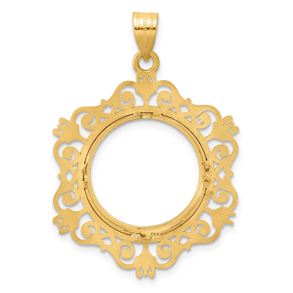 14k Polished Victorian with 18.0mm Prong Coin Bezel Pendant